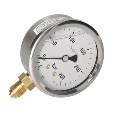 NL: MANOMETER 0-250 BAR 1/4" BU ONDERAAN