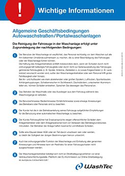 Schild AGB DIN A3 Portal/Waschstraße