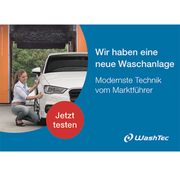 Poster Pump-Topper "Neue Waschanlage"
