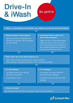 Schild Waschhinweis Drive-In & I-WASH