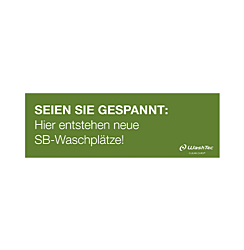 Banner "Neue SB-Plätze" 3x1 m grün
