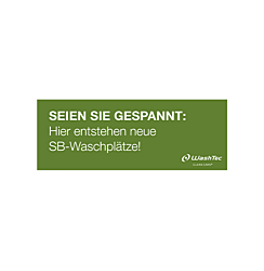 Banner "Neue SB-Plätze" 4x1,5 m grün