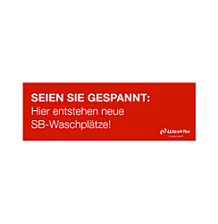 Banner "Neue SB-Plätze" 3x1 m rot