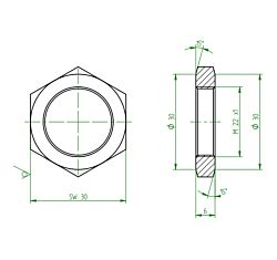 SECHSKANTMUTTER FLACH M22X1-A2